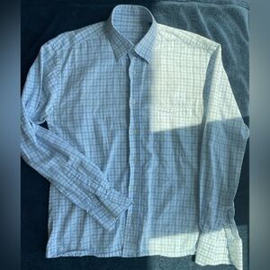 Light Blue Plaid Men's Button-Down Shirt